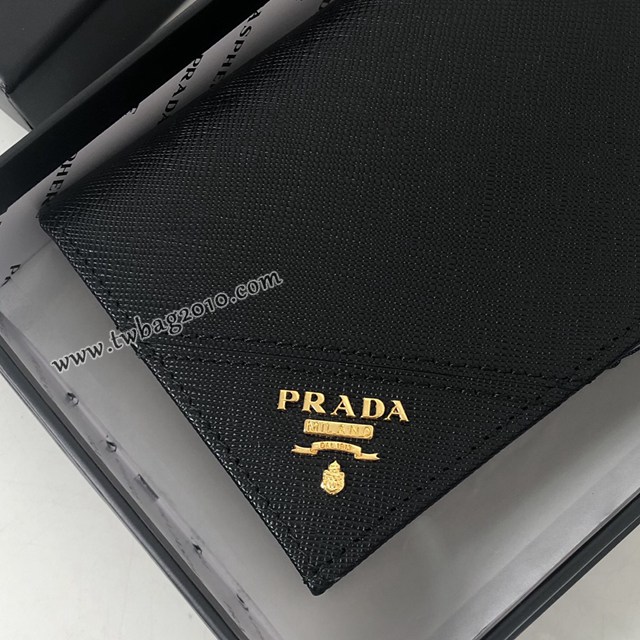 Prada專櫃新款Saffiano十字紋牛皮男士錢包 2M0836 普拉達金色斜角散字標男士西裝夾 csp1097